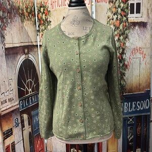 Gudrun Sjoden “Jasmine” Cotton Cardigan, Ocean Green, Size Medium